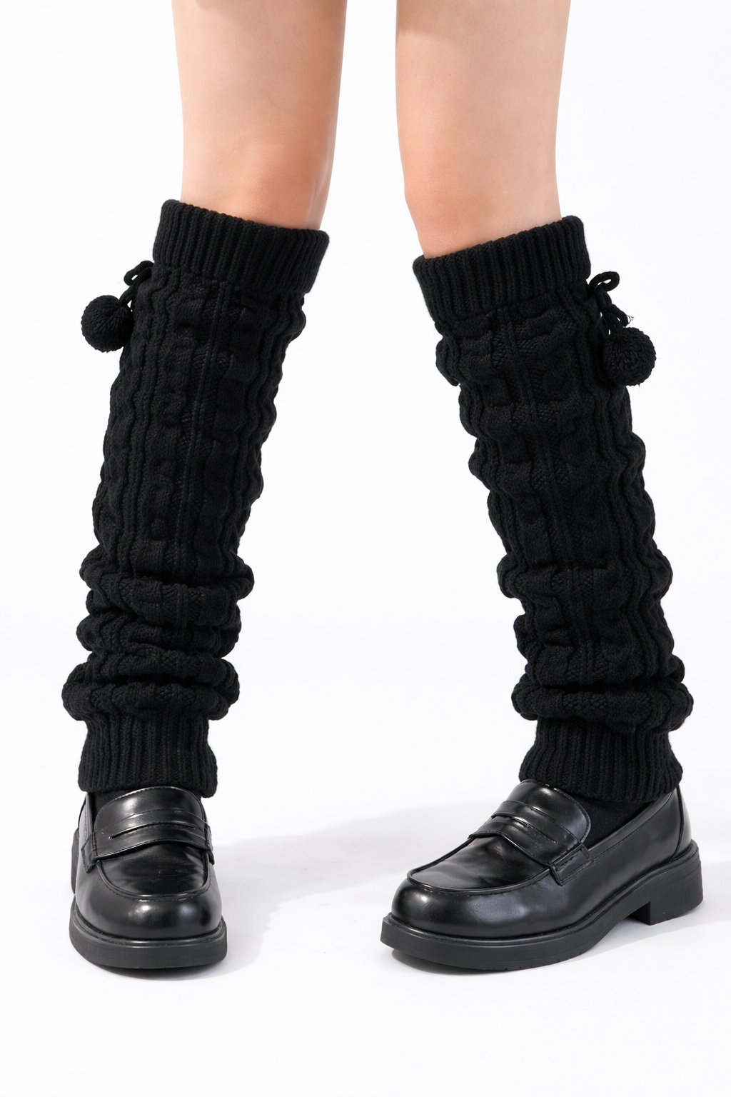 Pom Pom Cable Knit Leg Warmers